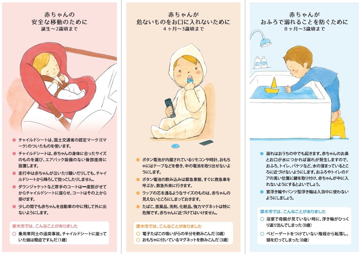 「赤ちゃんを予防できる事故から守るために」と題するリーフレット1